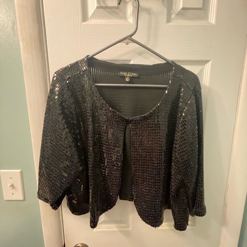 🪩 Park & Main Black Mirror Ball Women's Bolero 🪩